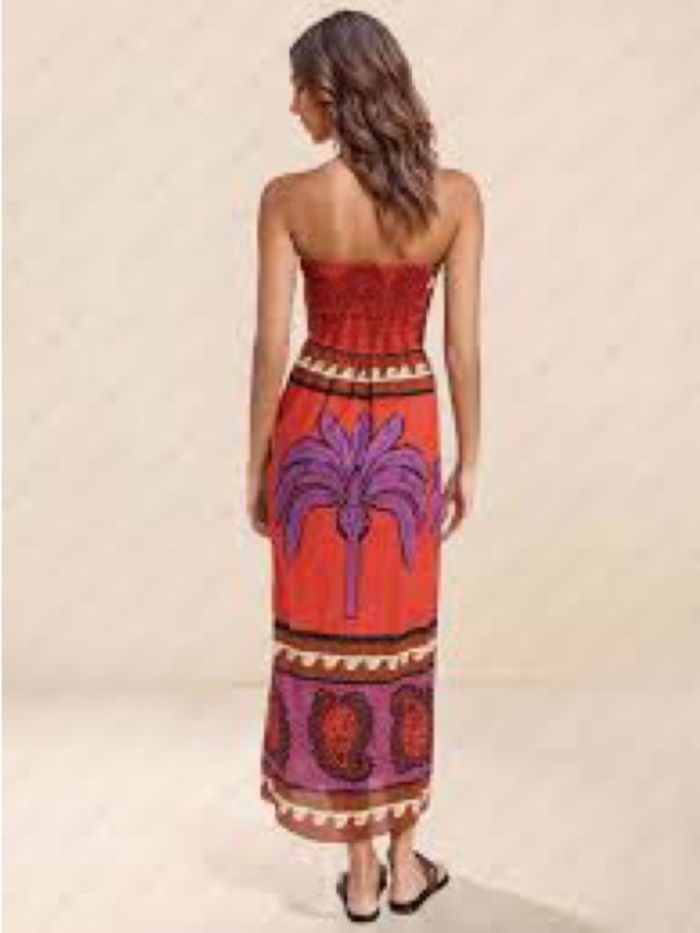 Unique Palm Tree Floral Off-Shoulder Midi Dress Medium